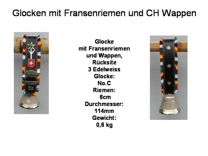 Kleine Bronce Glocke mit Fransenriemen und Wappen,