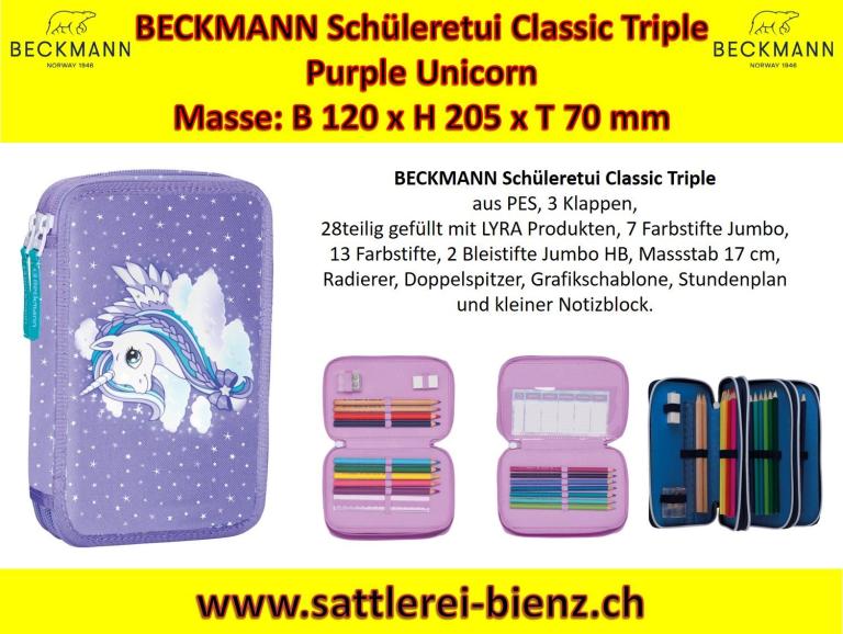 BECKMANN Purple Unicorn Schüleretui Classic Triple