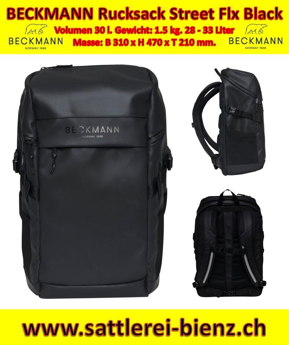 BECKMANN Black Rucksack Street Flx.