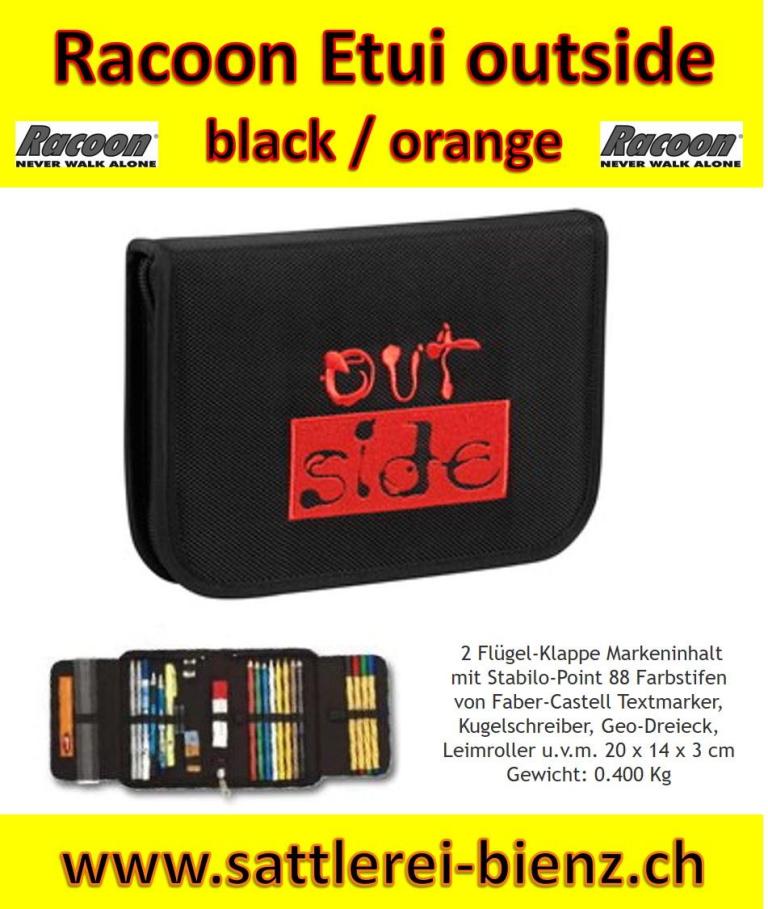 Racoon Etui outside black-orange