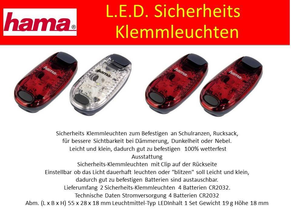 HAMA Sicherheits Klemmleuchten rot/weiss